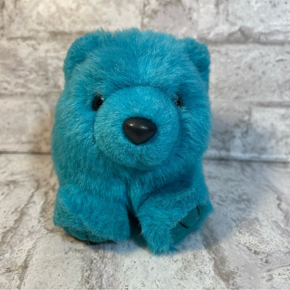 Vintage Swibco Puffkins Telly Bear Teal Plush 1994